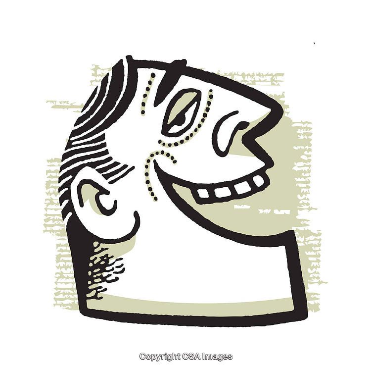 Stylized Illustration of Smiling Face with Abstract Art Elements