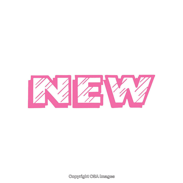 Pink Decorative Lettering Spelling the Word 'New' on a White Background