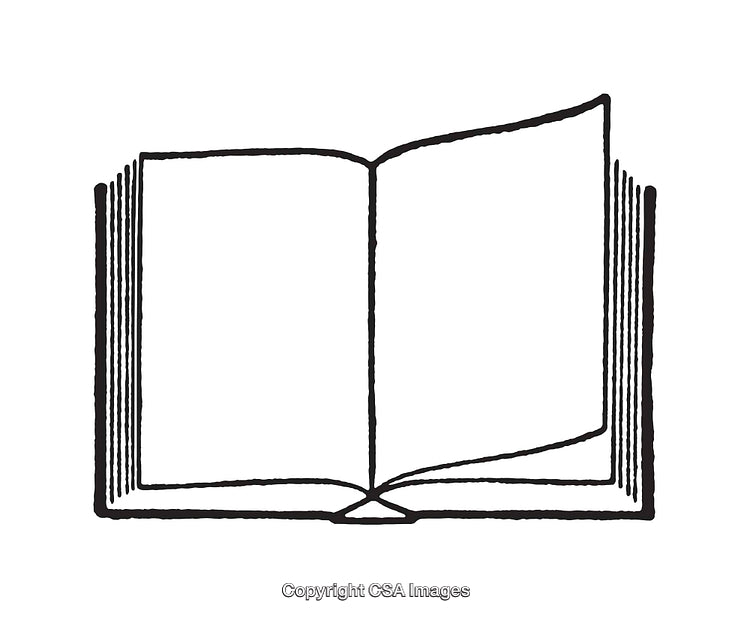 Simple Black and White Open Book Line Art Illustration