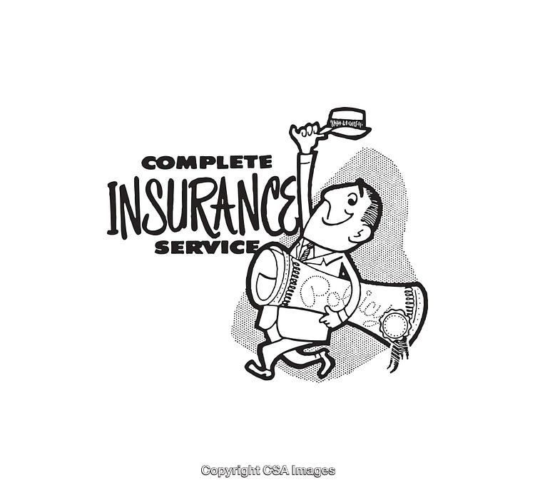 Black and White Line Art of Complete Insurance Services Illustration