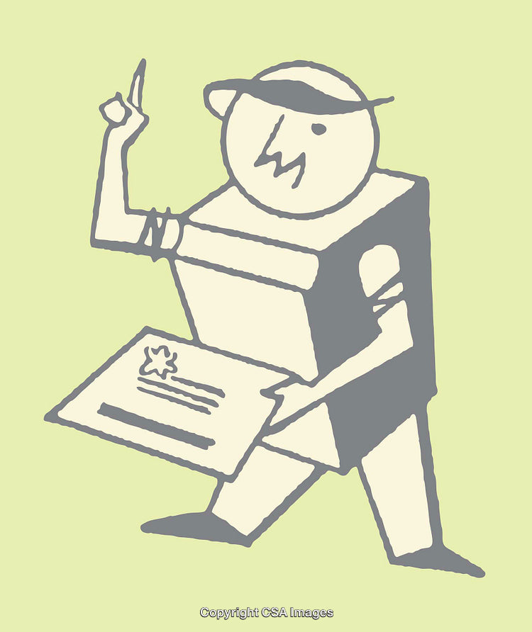 Whimsical Line Art Illustration of a Figure With a Document