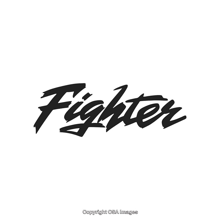 Stylish Handwritten Fighter Typography Design in Bold Black Script on White