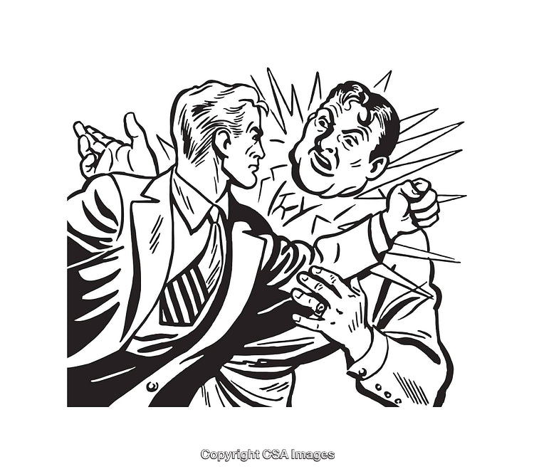 Black and White Line Art Illustration of a Punch in Action