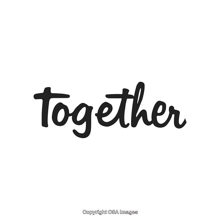 Handwritten Illustration of the Word Together in Black Script