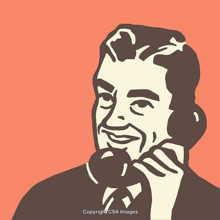 Retro Style Illustration of a Man Talking on a Telephone