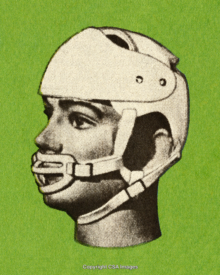 Vintage Illustration of a Protective Headgear in Halftone Style