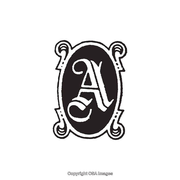 Classic Decorative Monogram Letter A Design in Black and White Style