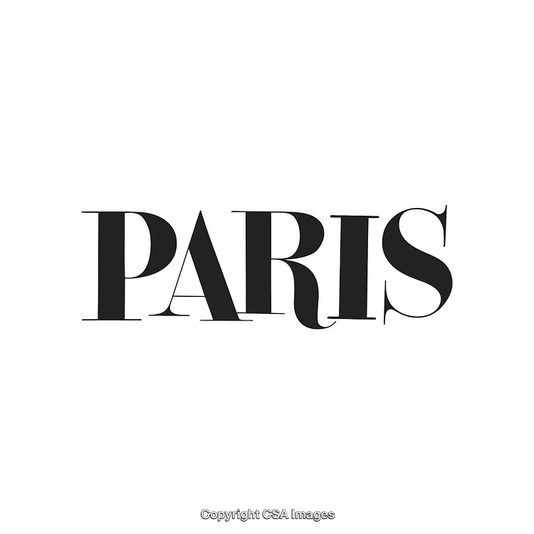 Elegant Paris Text Design with Sophisticated Calligraphy on White Background