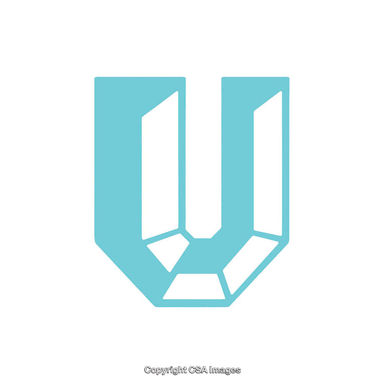 Stylized Light Blue Geometric Letter U Minimalist Illustration