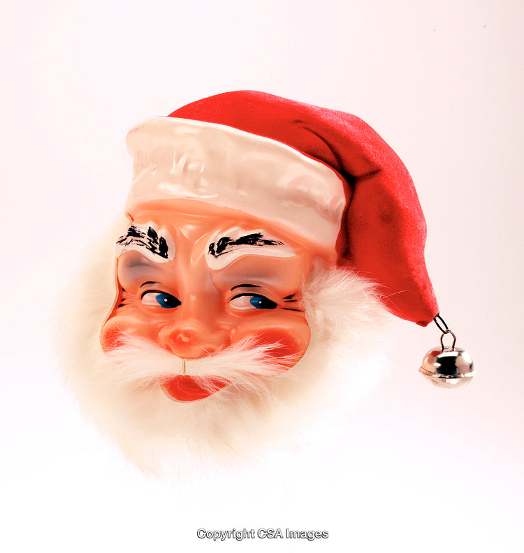 Retro Santa Claus Mask with Red Hat and Festive Bell