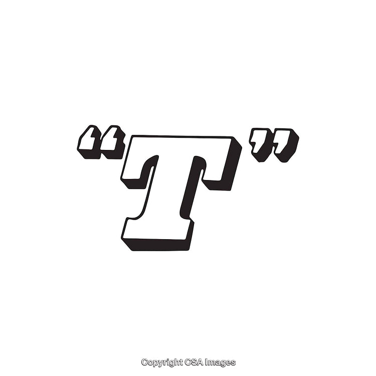 3D Letter T Typography Art with Quotation Marks