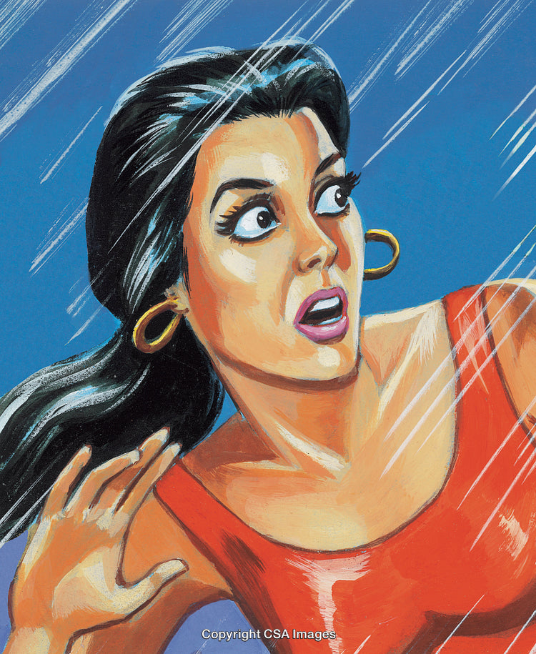 Colorful Illustration of a Surprised Woman in Dramatic Artistic Style