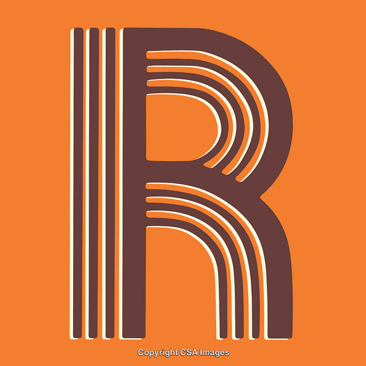Retro Styled Letter 'R' on a Vibrant Orange Background