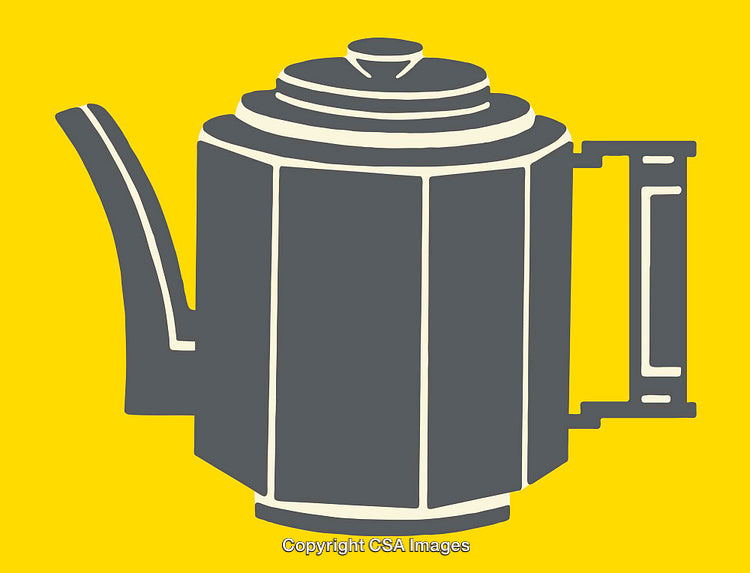 Stylized Illustration of a Retro Coffee Pot on Yellow Background