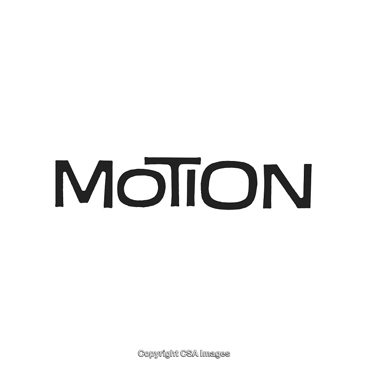Stylized Lettering of the Word Motion with Unique Font on White Background