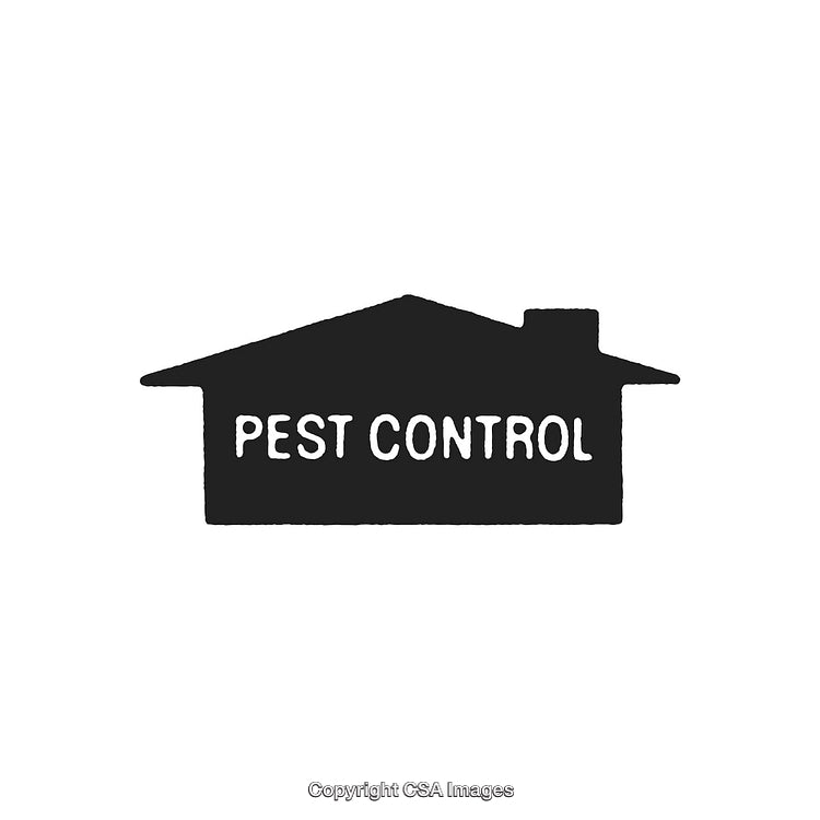 Silhouette of House with Pest Control Text for Service Representation