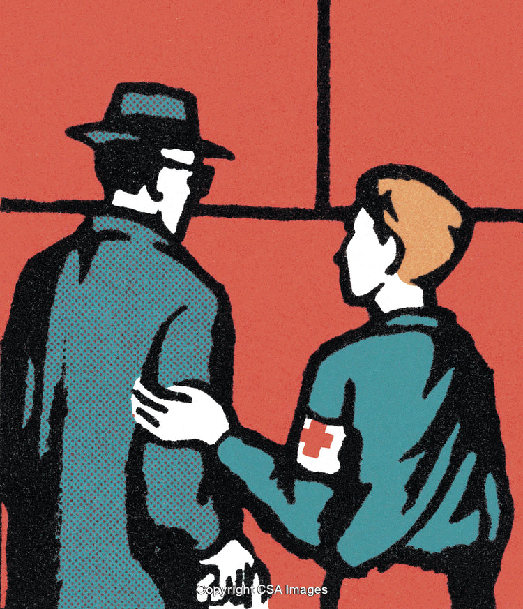 Boy Helping Older Man