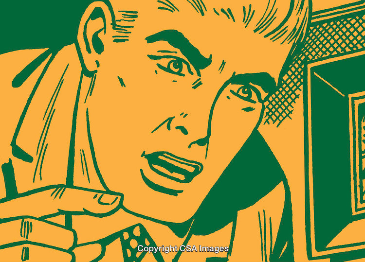 Pop Art Style Illustration of a Surprised Man in Vibrant Colors