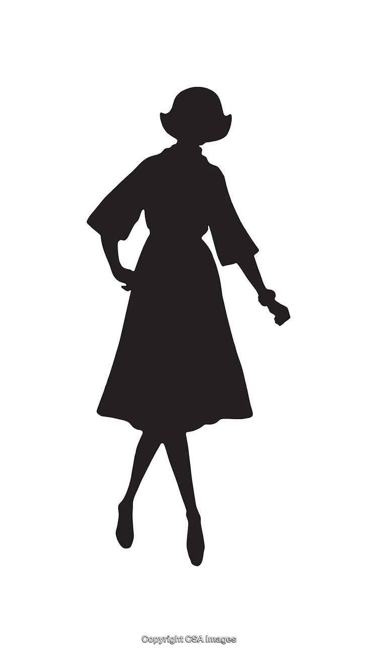 Silhouette of a Stylish Woman in Vintage Fashion Pose