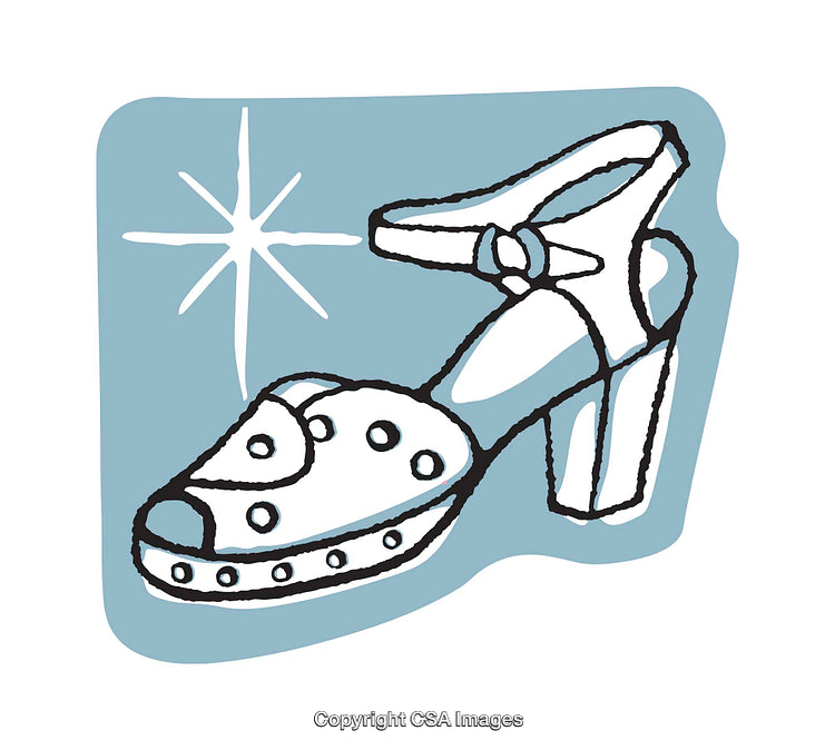 Retro Style Illustration of a Decorative High Heel Sandal Shoe