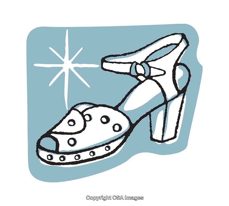 Retro Style Illustration of a Decorative High Heel Sandal Shoe