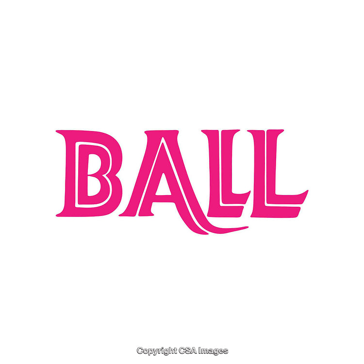 Pink Word Graphic Featuring The Text 'Ball' in Stylized Font