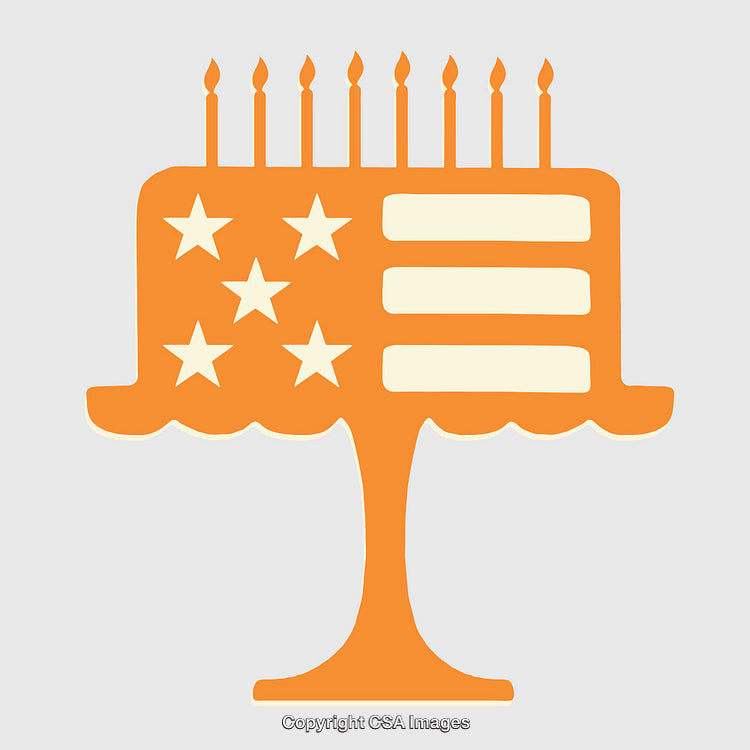 Patriotic Cake Illustration with Stars and Stripes Symbolism