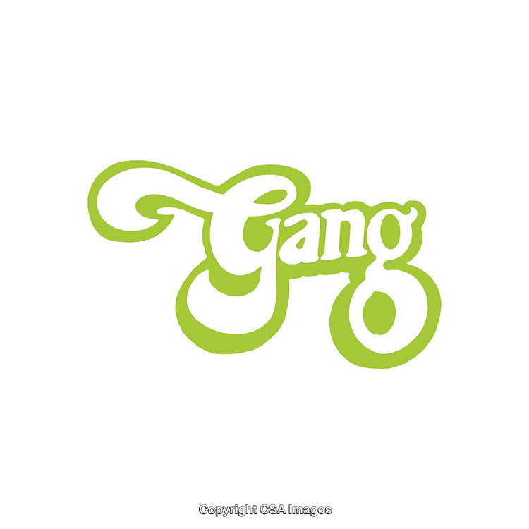 Stylish Green Gang Text Logo on White Background