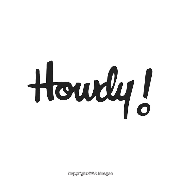 Stylish Handwritten Howdy Text Greeting on Simple White Background