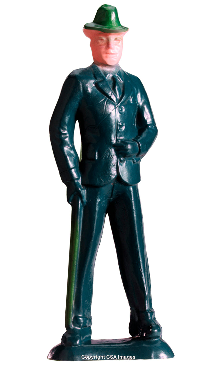 Vintage Plastic Figurine of a Man in Stylish Suit and Hat