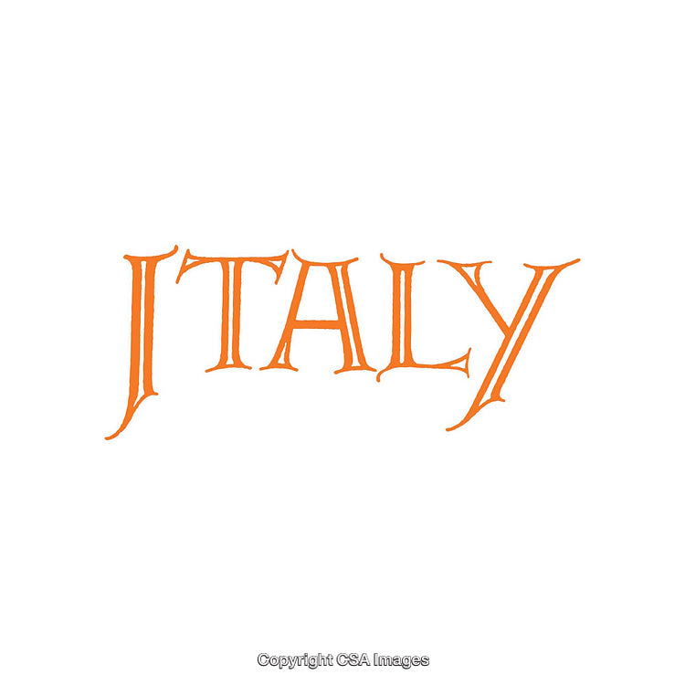 Orange Text Art Highlighting The Word Italy in Unique Font Style
