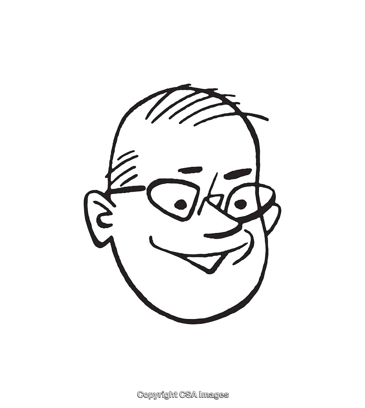 Smiling Cartoon Face Sketch in Simple Black and White Line Art Style