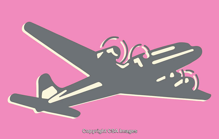 Retro Airplane Illustration in Bold Colors with Vintage Aesthetic