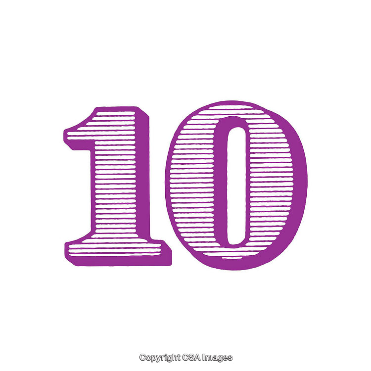Bold Purple Number 10 Illustration on White Background