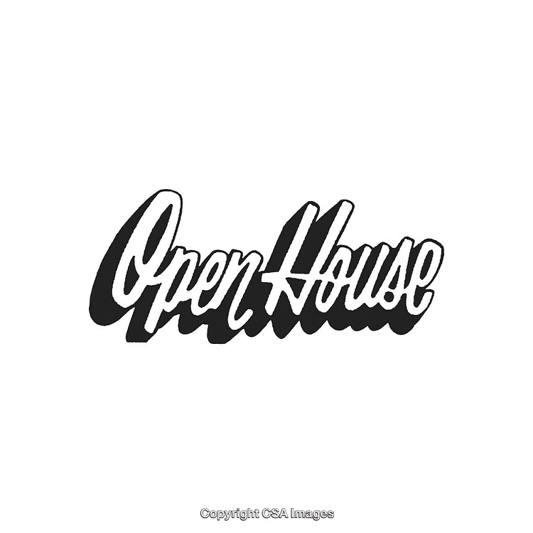 Bold Black and White Open House Handwritten Typography Art