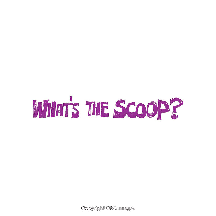 Creative Purple Text Asking 'What's the Scoop' on White Background