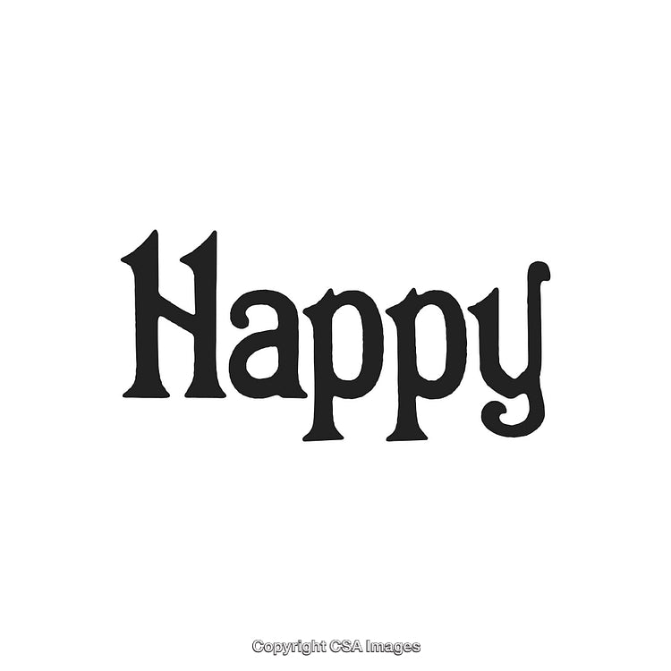Decorative Typography Art Featuring the Word Happy in Bold Black Letters