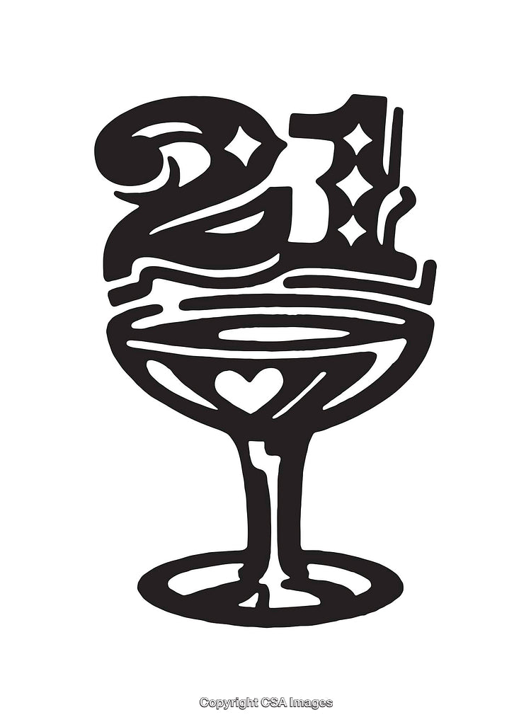 Black and White Minimalist 21st Birthday Celebration Line Art Design
