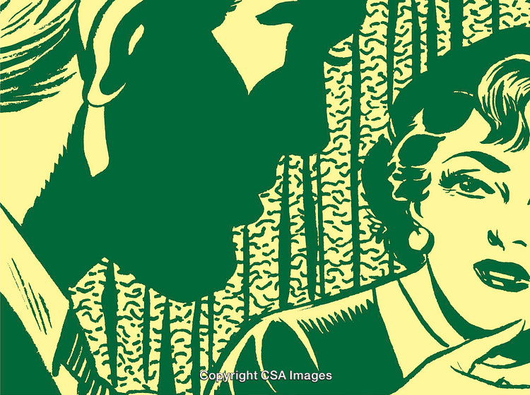 Vintage Illustration of a Dramatic Conversation Between Two People