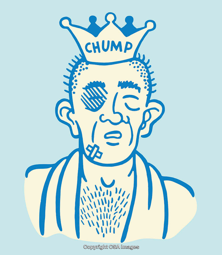 Cartoon Illustration of King Figure with Humorous Theme and Playful Crown