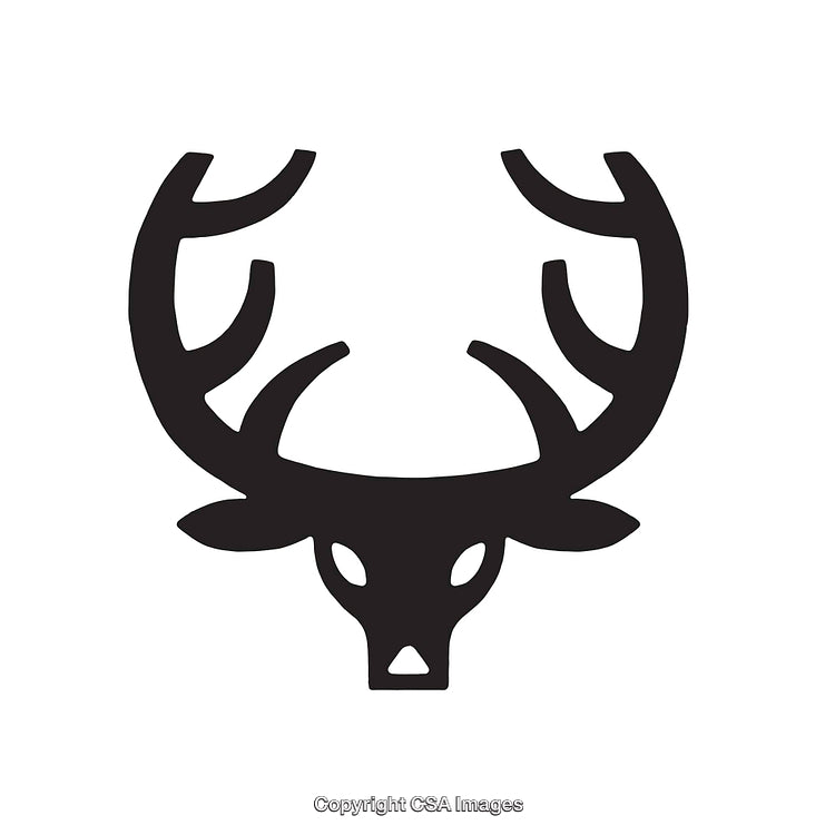 Minimalistic Black Deer Head Silhouette with Antlers Line Art Illustration