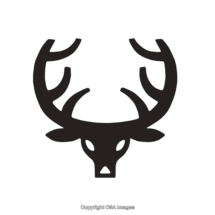 Minimalistic Black Deer Head Silhouette with Antlers Line Art Illustration