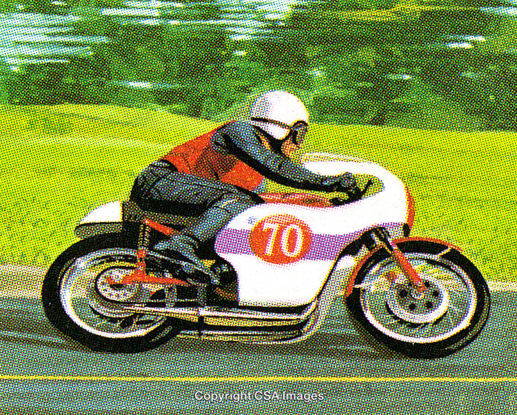 Vintage Motorcycle Racer on Open Road During Competition