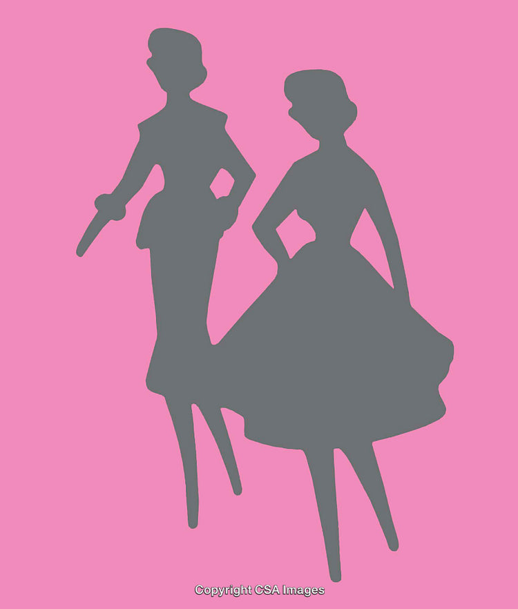 Elegant Women's Silhouettes on a Vibrant Pink Background