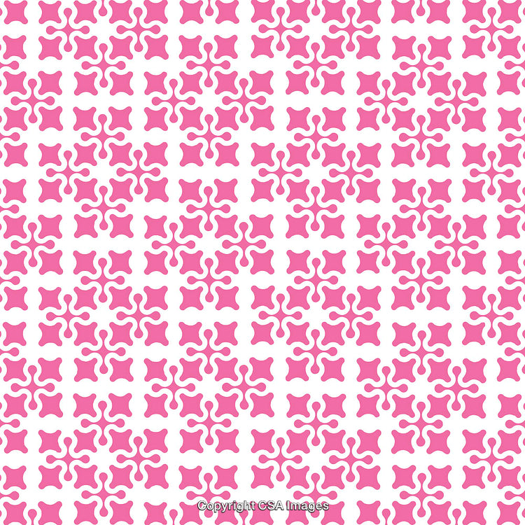 Pink Decorative Pattern Featuring Abstract Shapes on White Background