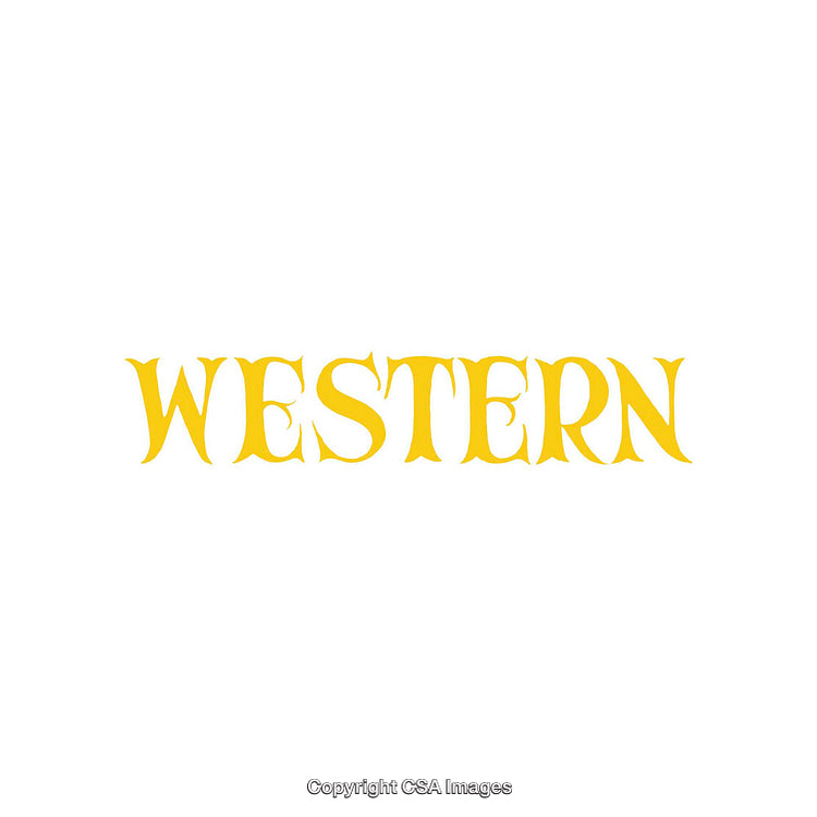 Yellow Western-Themed Font Design on a White Background