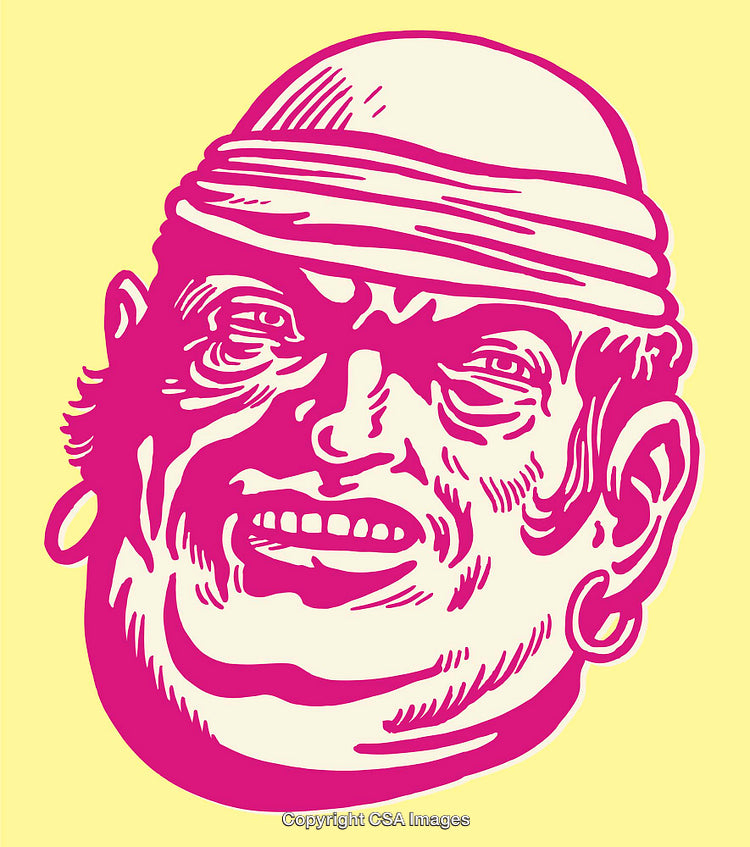 Colorful Line Art Illustration of a Character with Bold Features