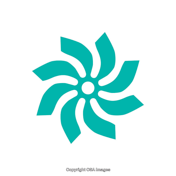 Abstract Turquoise Spiral Design with Dynamic Shapes on White Background