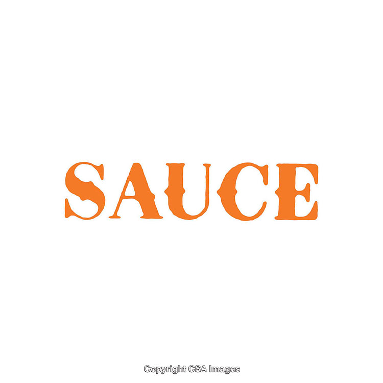Vibrant Orange 'Sauce' Text on Clean White Background