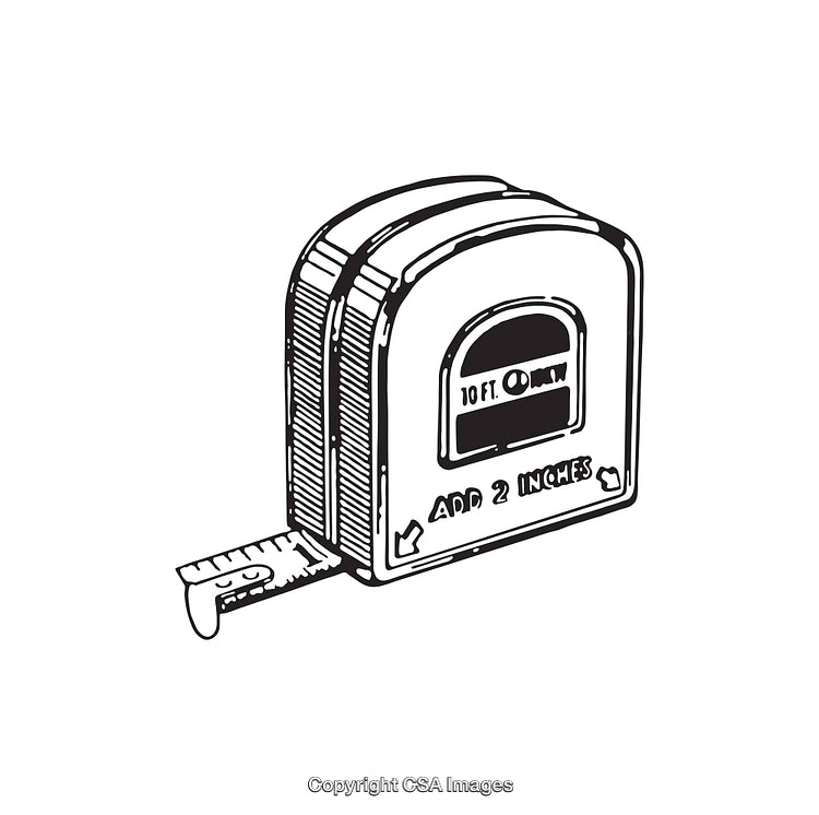 Black and White Line Art Illustration of a Measuring Tape